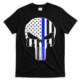 Police USA Skull Thin Blue Line T-Shirt