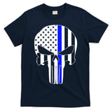 Police USA Skull Thin Blue Line T-Shirt