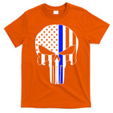 Police USA Skull Thin Blue Line T-Shirt