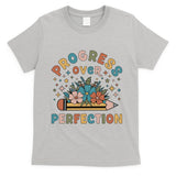 Progress Over Perfection | Teacher Wildflower Back To School T-Shirt