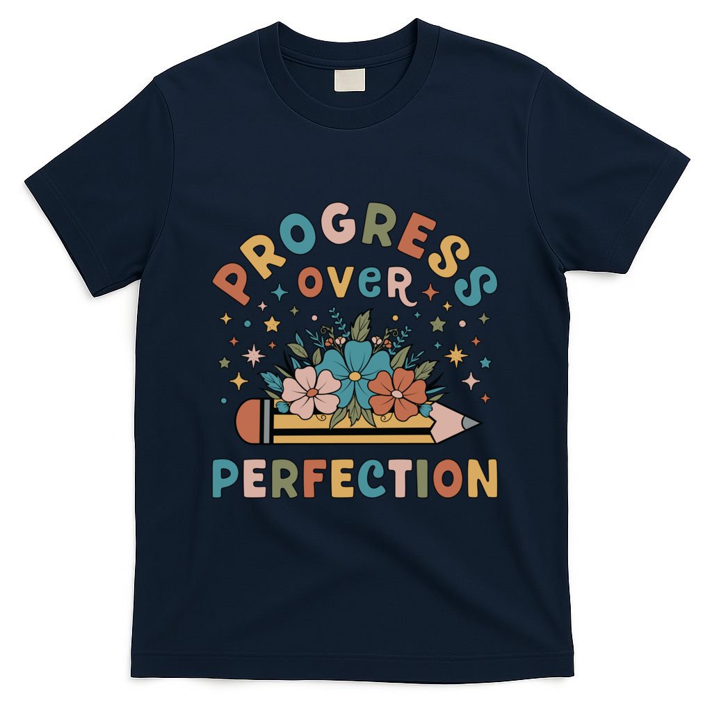 Progress Over Perfection | Teacher Wildflower Back To School T-Shirt