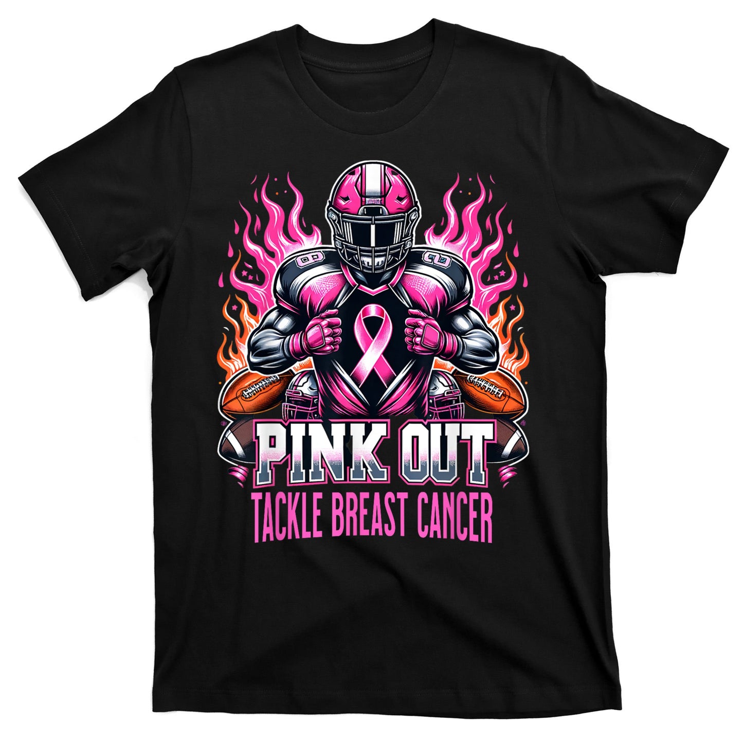 Pink Out Tackle Breast Cancer Awareness Football T-Shirt