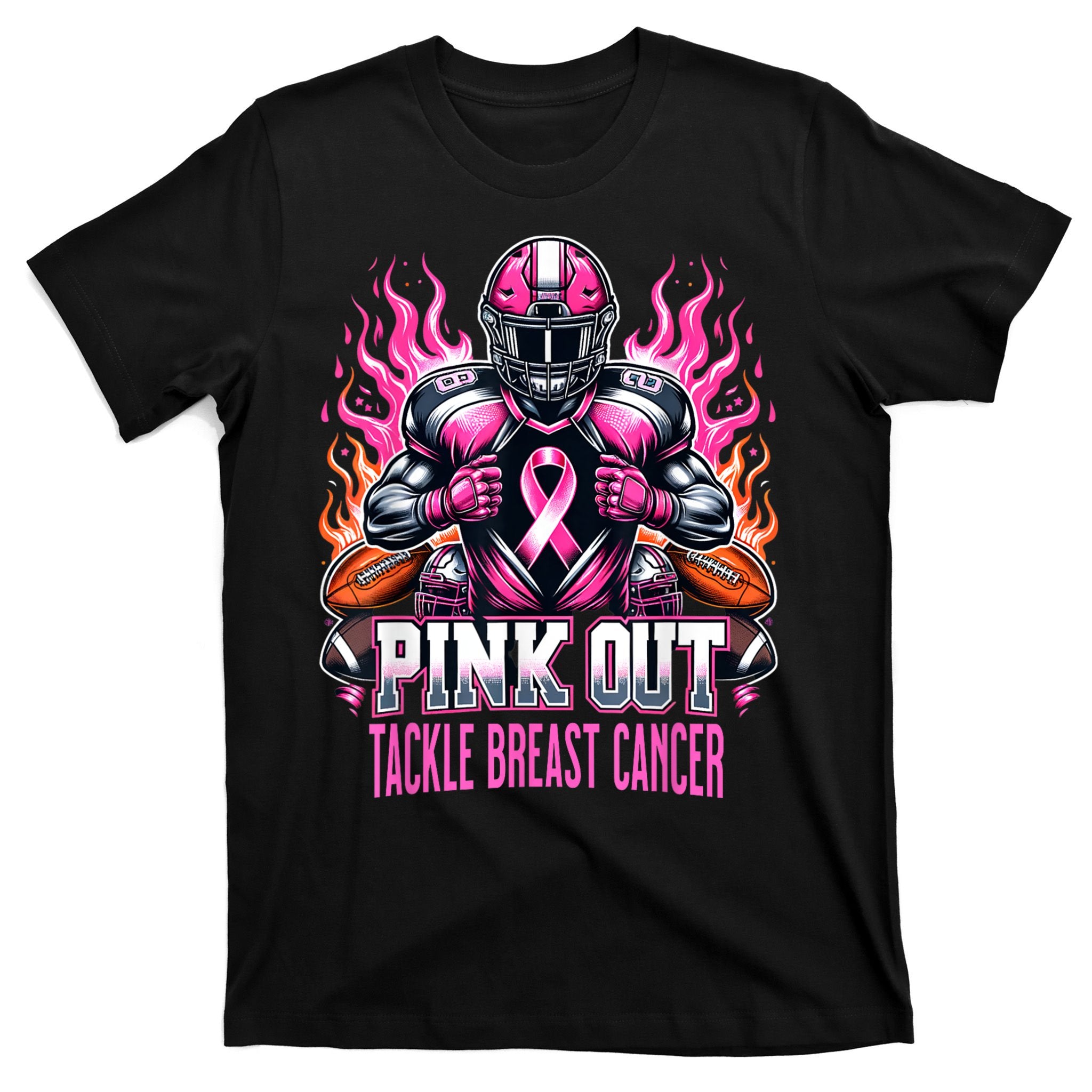 Pink Out Tackle Breast Cancer Awareness Football T-Shirt