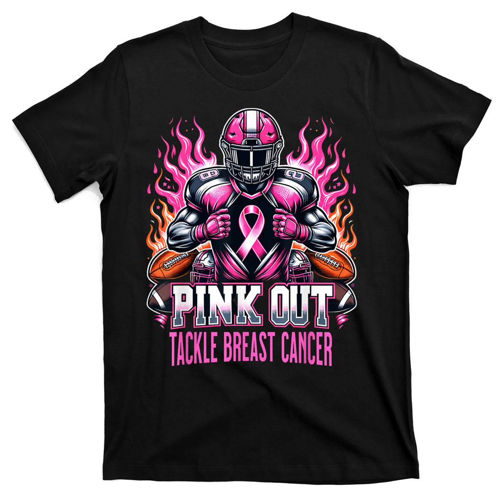 Pink Out Tackle Breast Cancer Awareness Football T-Shirt