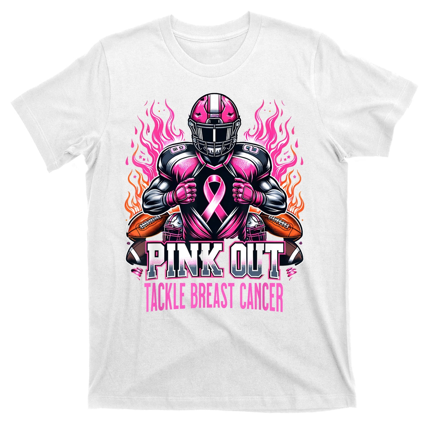 Pink Out Tackle Breast Cancer Awareness Football T-Shirt