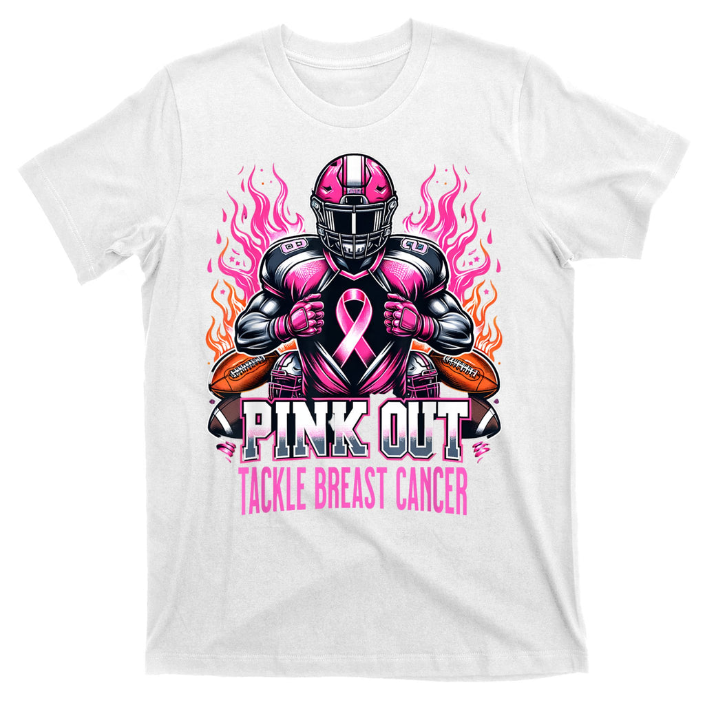 Pink Out Tackle Breast Cancer Awareness Football T-Shirt