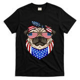 Patriotic Pug 4th Of July Cute Dog American Flag Sunglasses T-Shirt