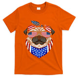 Patriotic Pug 4th Of July Cute Dog American Flag Sunglasses T-Shirt