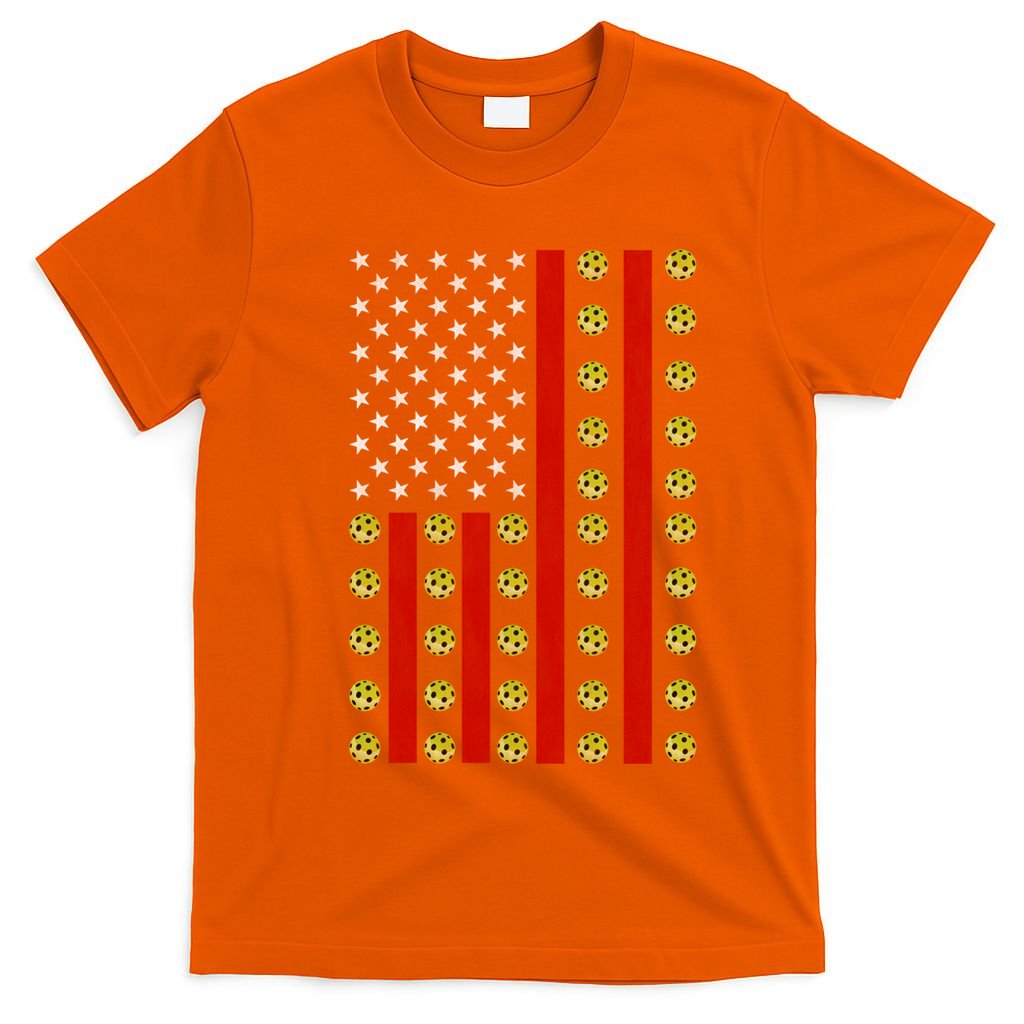 Patriotic Pickleball Player Us Flag Pickleball 4th Of July Gift T-Shirt
