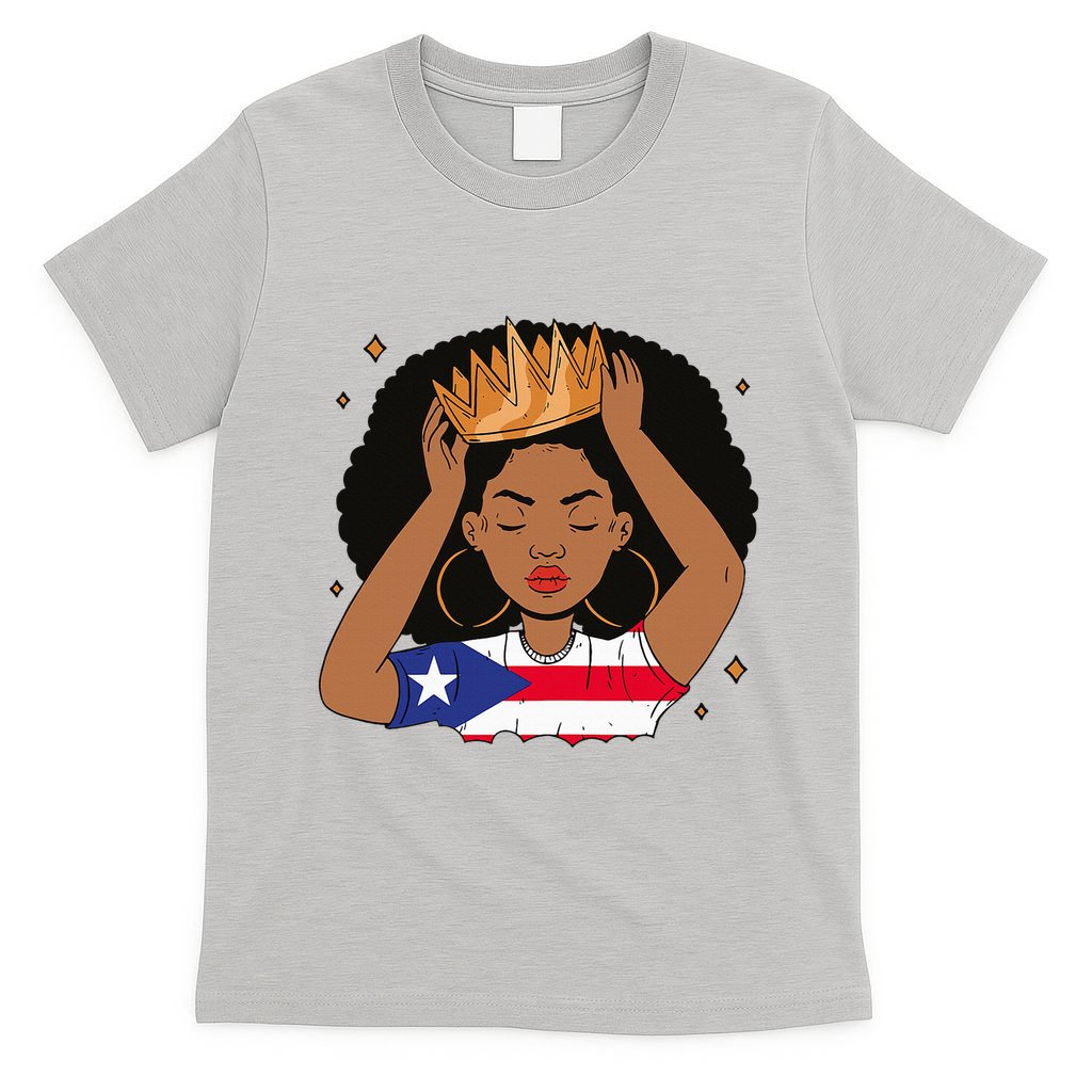 Puerto Rican Afro Hair Latina Melanin Pride Crown T-Shirt