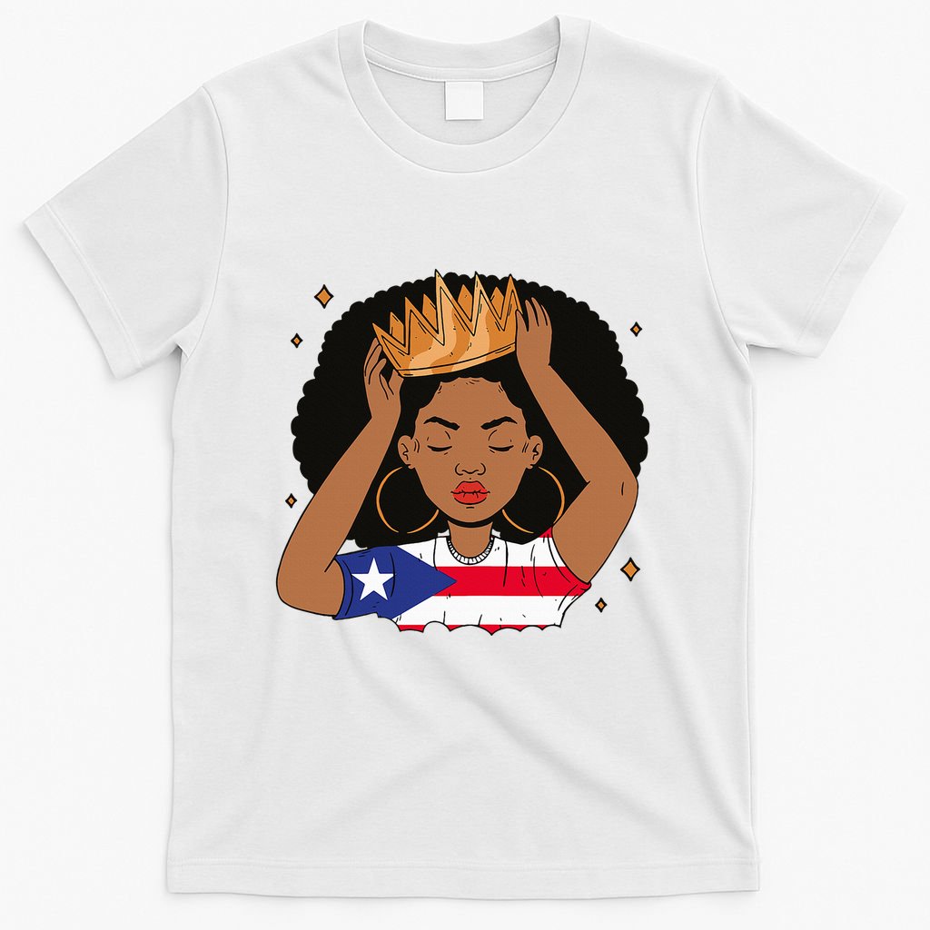 Puerto Rican Afro Hair Latina Melanin Pride Crown T-Shirt