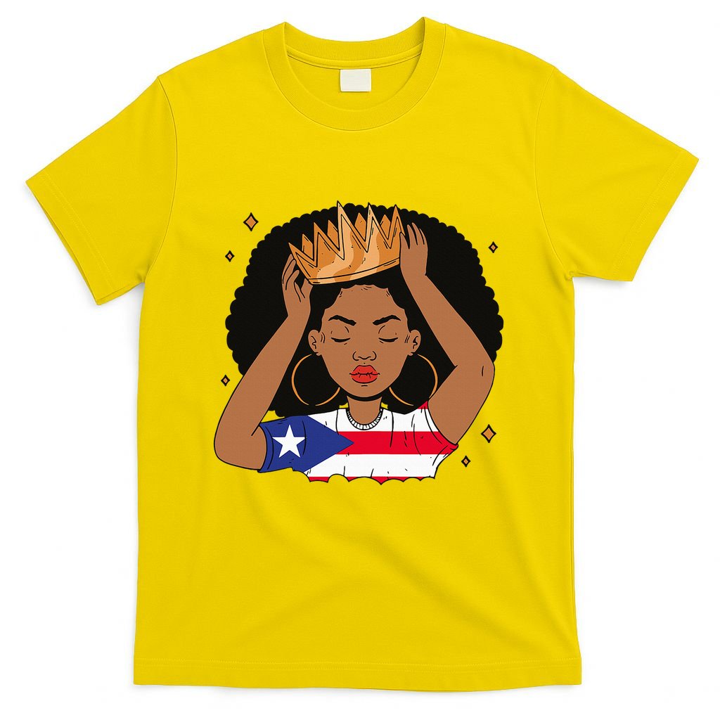 Puerto Rican Afro Hair Latina Melanin Pride Crown T-Shirt