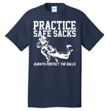 Practice Safe Sacks Funny Football Tall T-Shirt