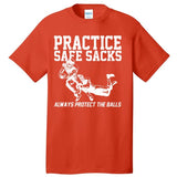 Practice Safe Sacks Funny Football Tall T-Shirt