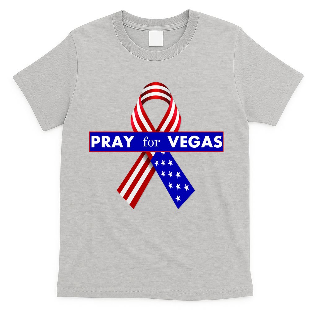 Pray For Vegas USA Flag Ribbon T-Shirt