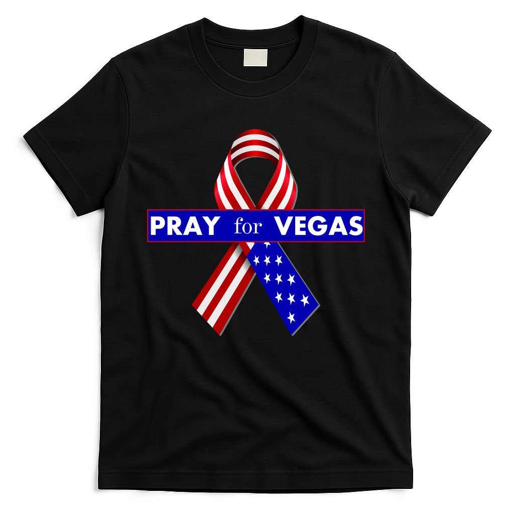 Pray For Vegas USA Flag Ribbon T-Shirt