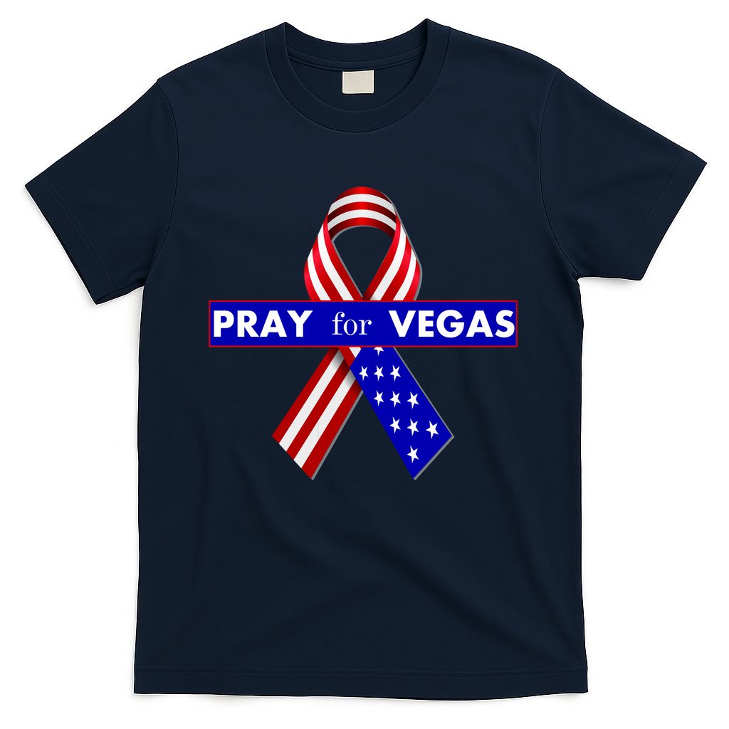 Pray For Vegas USA Flag Ribbon T-Shirt
