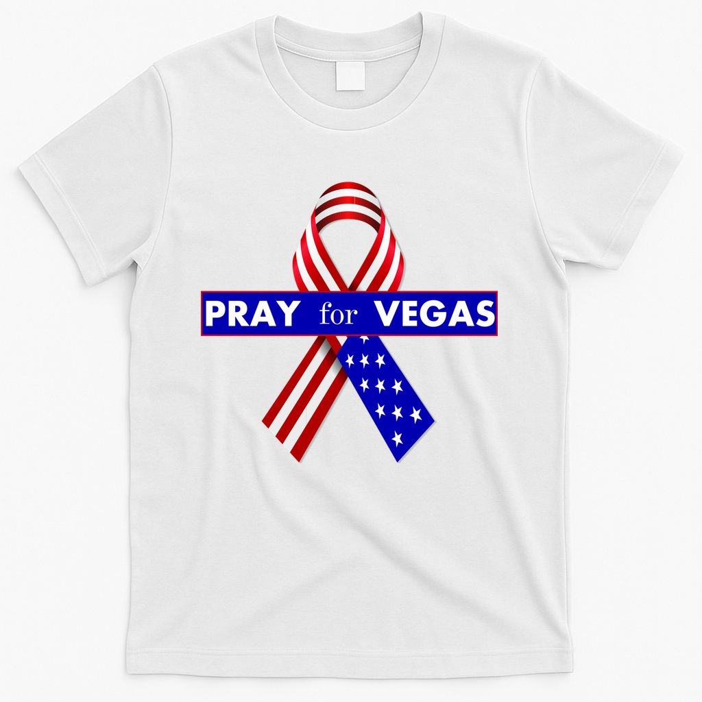 Pray For Vegas USA Flag Ribbon T-Shirt