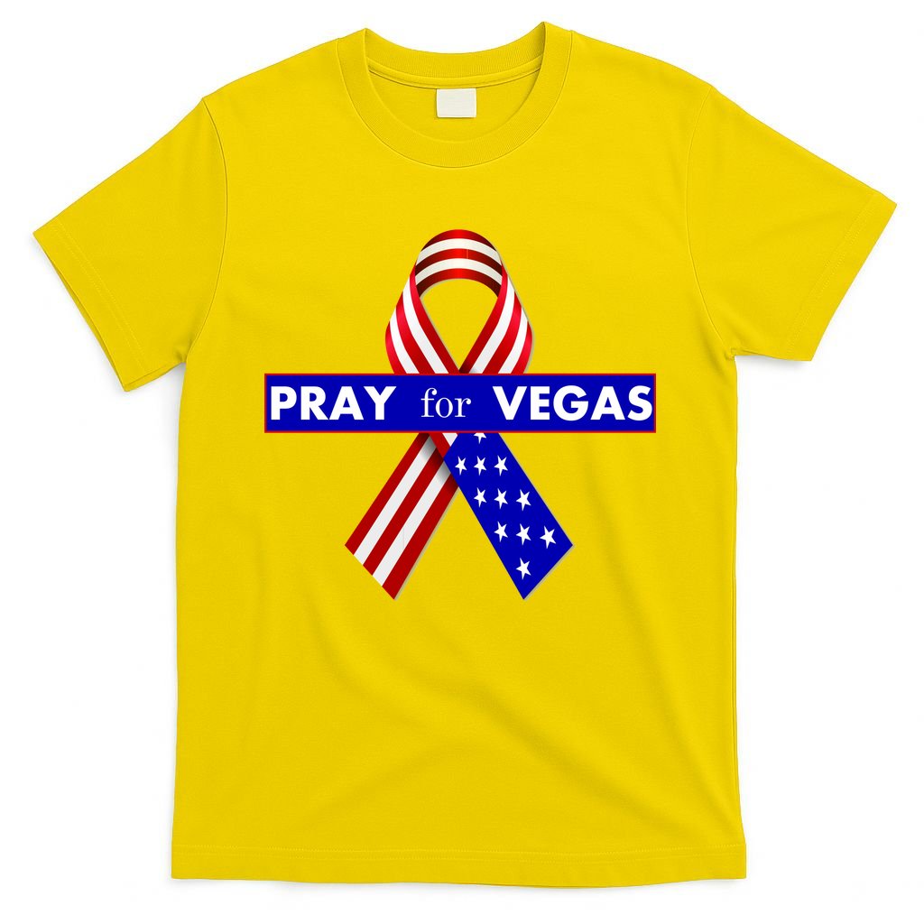 Pray For Vegas USA Flag Ribbon T-Shirt