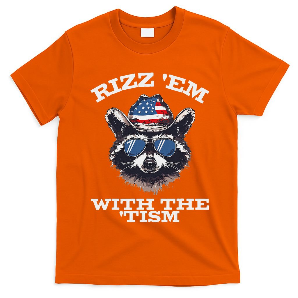 Patriotic Rizz Em With The Tism Raccoon Meme 4th Of July T-Shirt