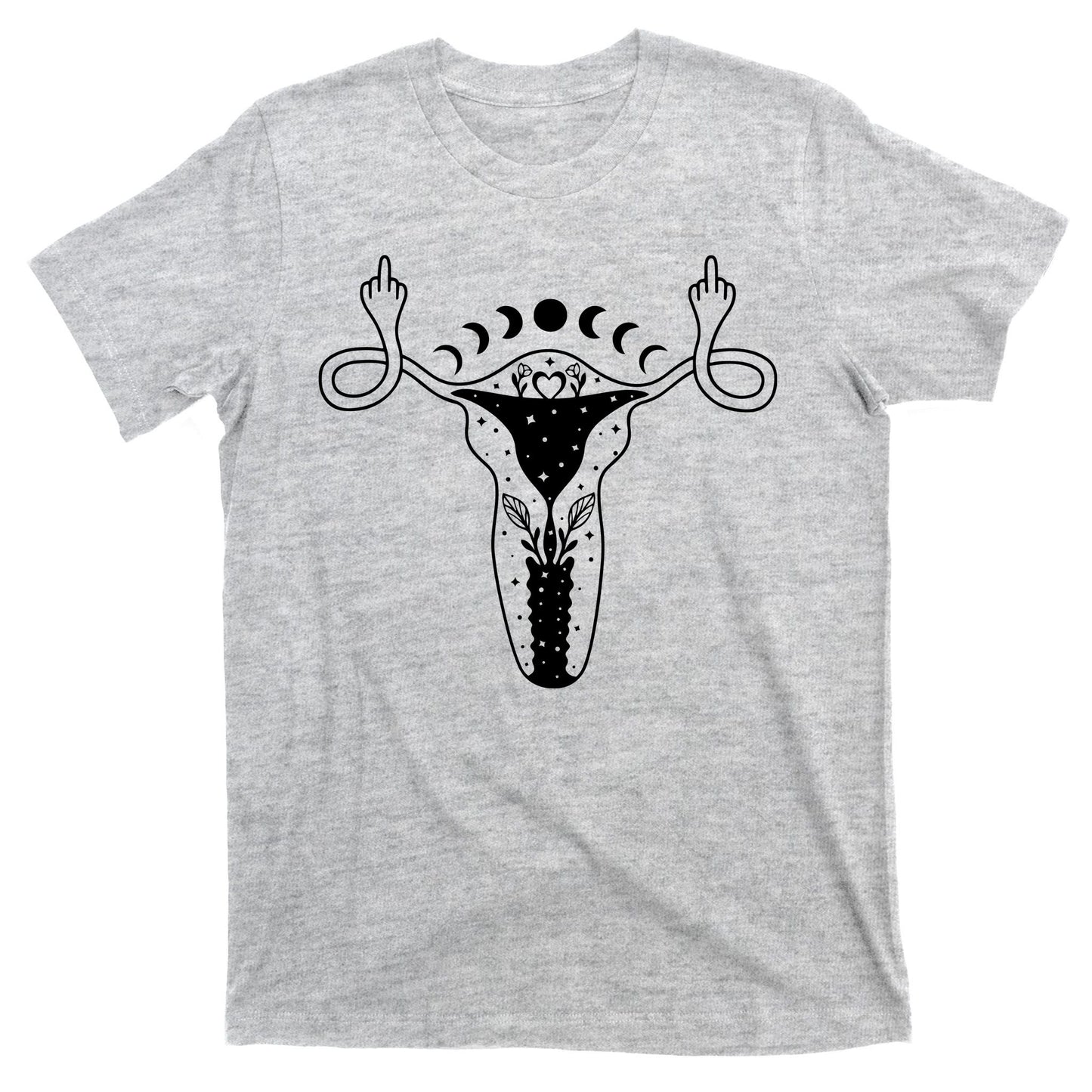 Pro Roe Middle Finger Uterus Womens Rights T-Shirt