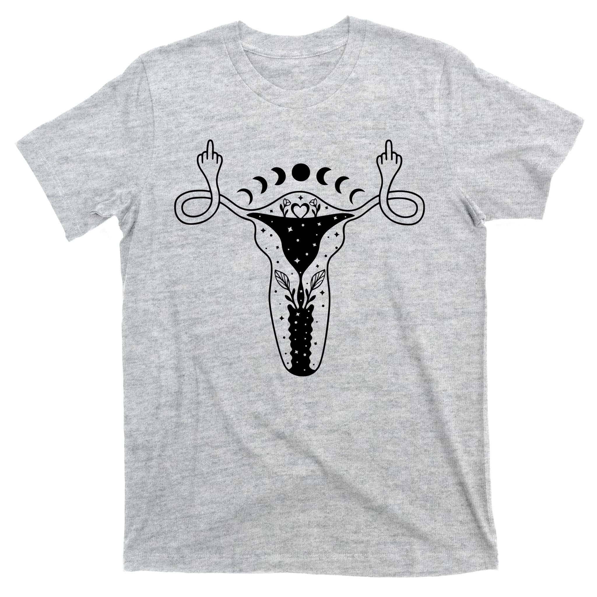 Pro Roe Middle Finger Uterus Womens Rights T-Shirt