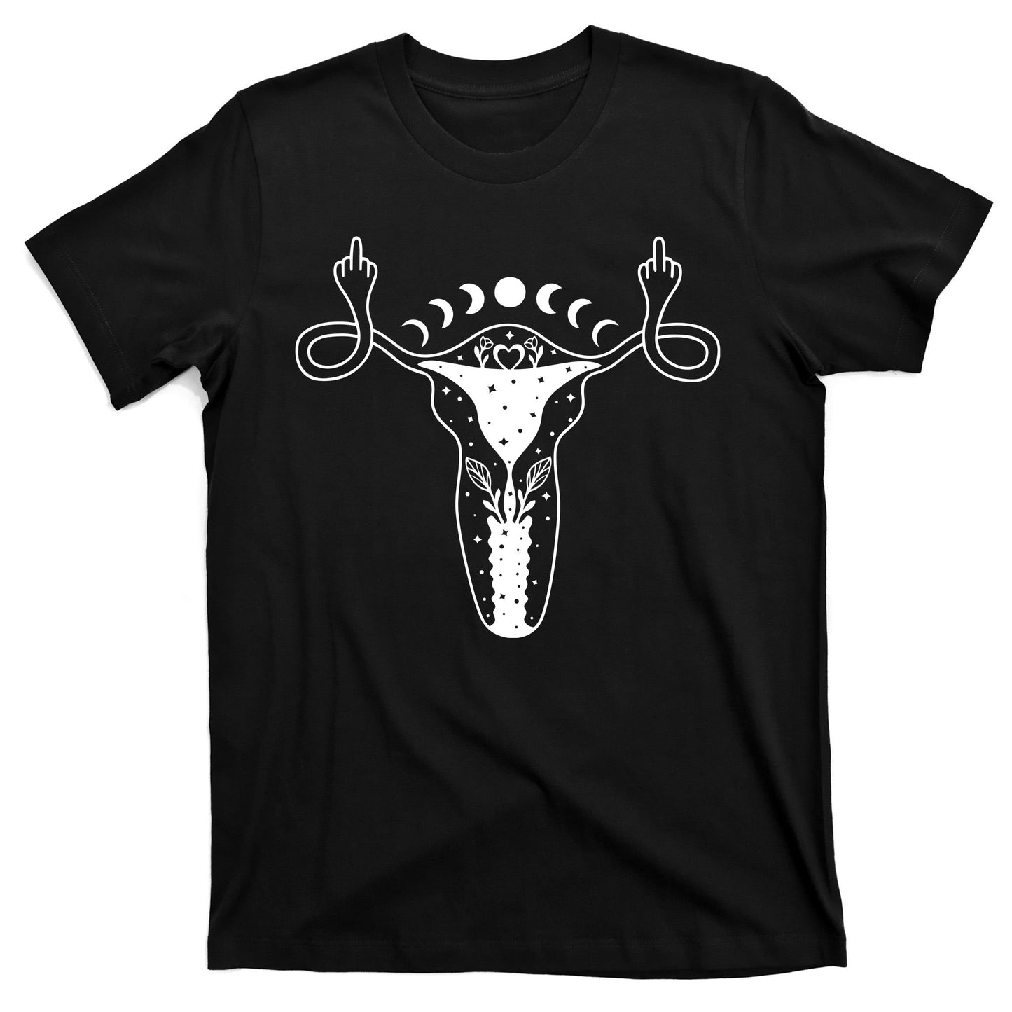 Pro Roe Middle Finger Uterus Womens Rights T-Shirt