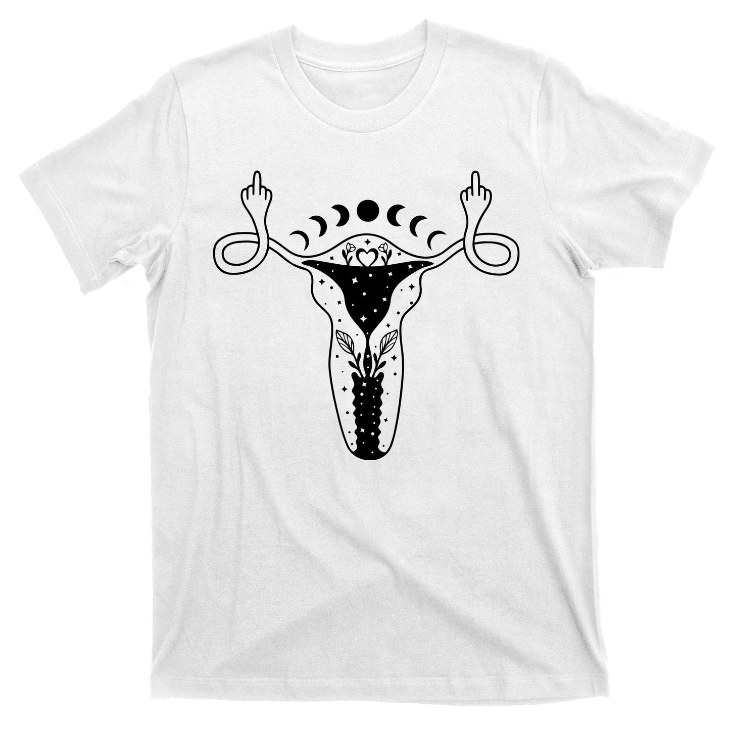 Pro Roe Middle Finger Uterus Womens Rights T-Shirt