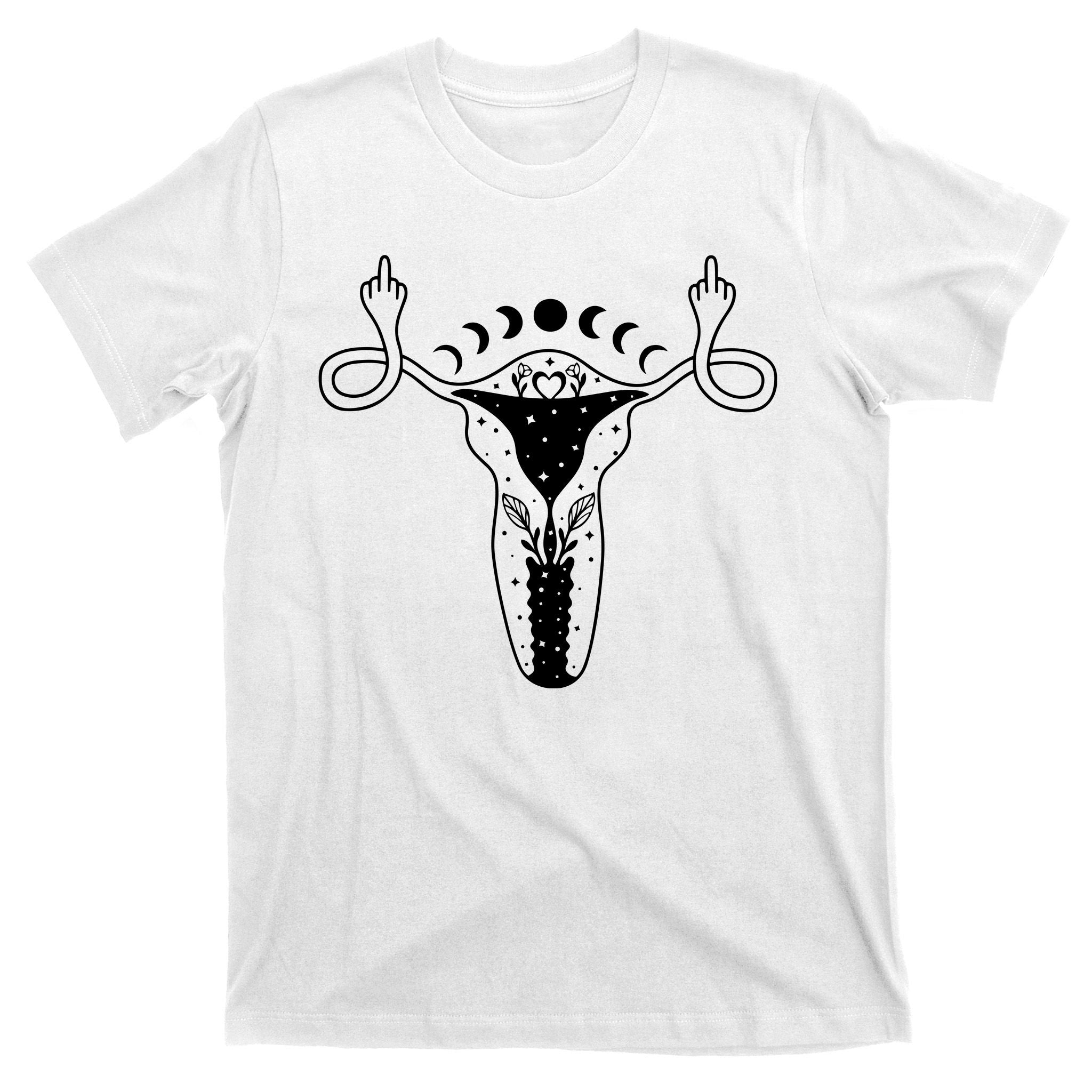 Pro Roe Middle Finger Uterus Womens Rights T-Shirt