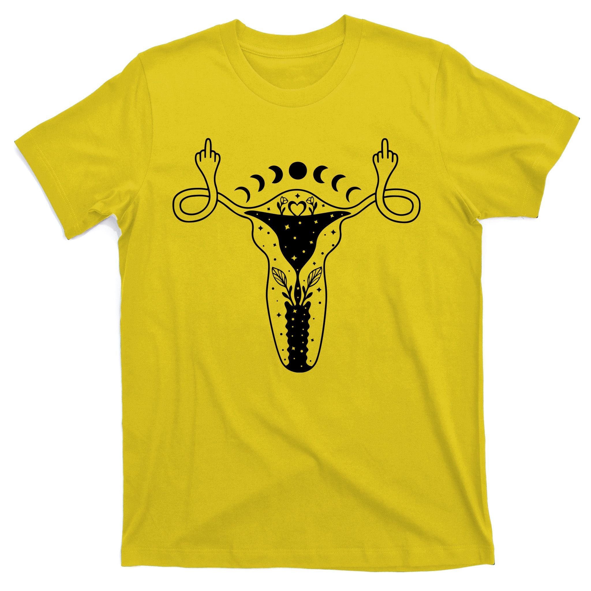 Pro Roe Middle Finger Uterus Womens Rights T-Shirt