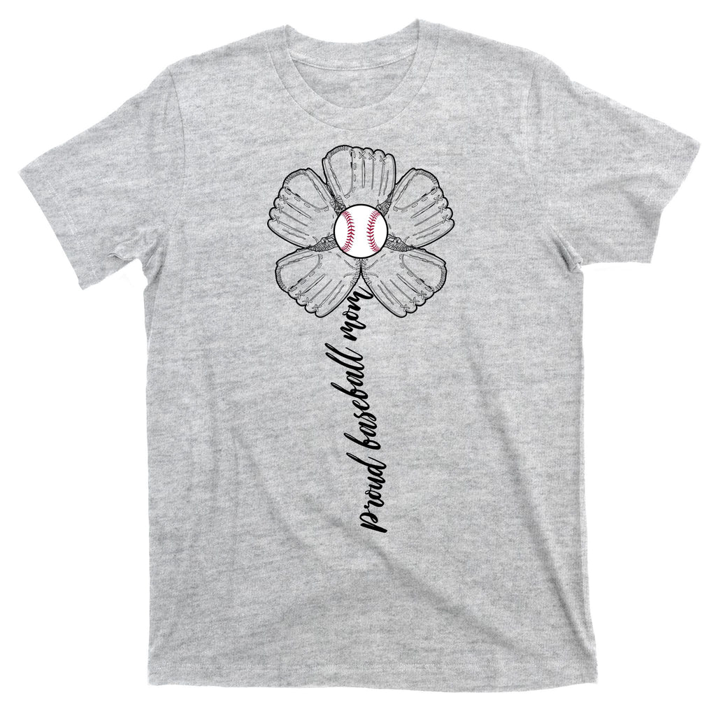 Proud Baseball Mom Flower T-Shirt