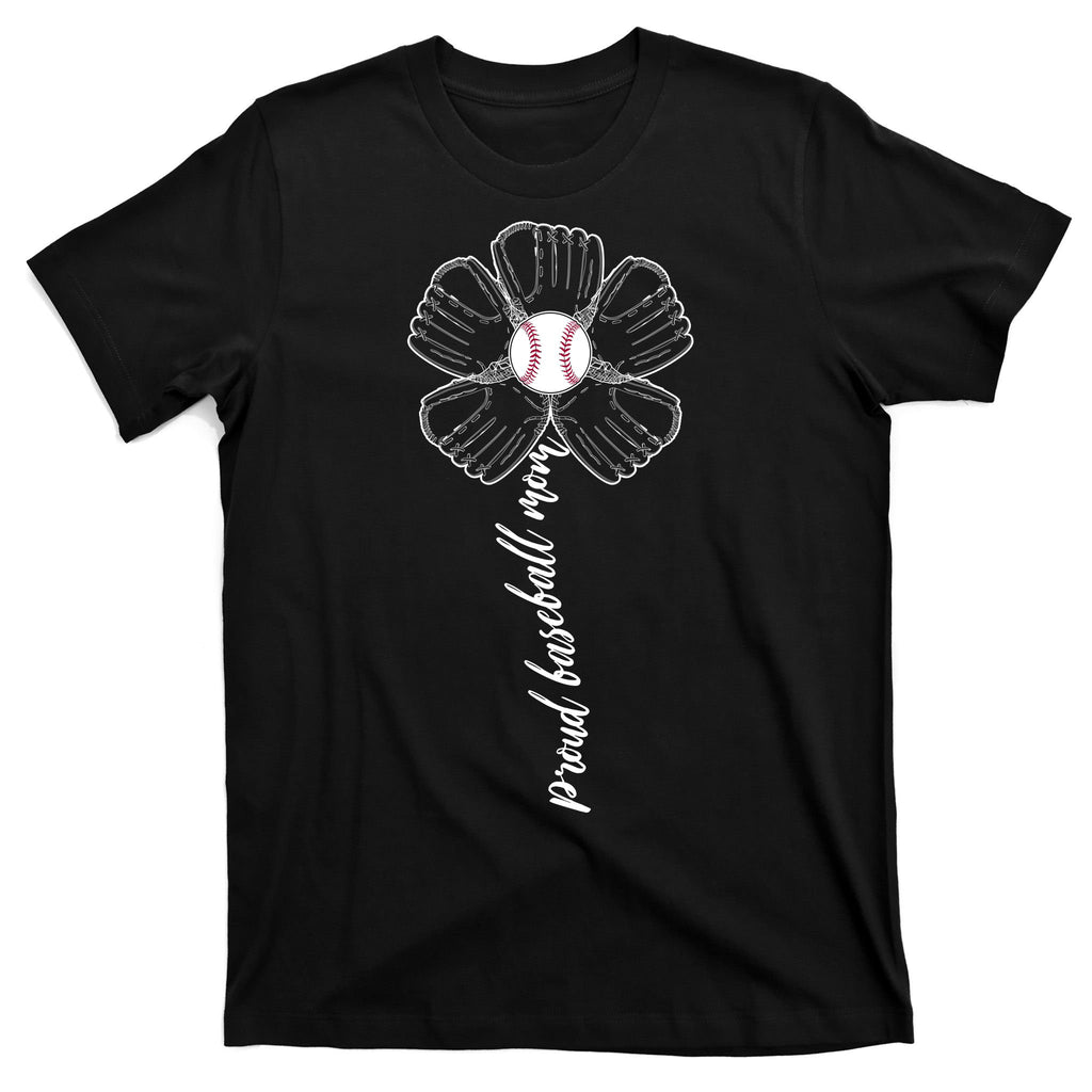 Proud Baseball Mom Flower T-Shirt