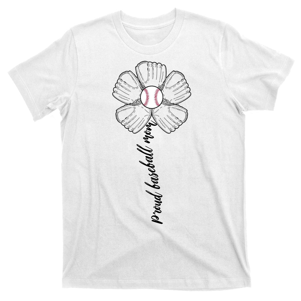 Proud Baseball Mom Flower T-Shirt