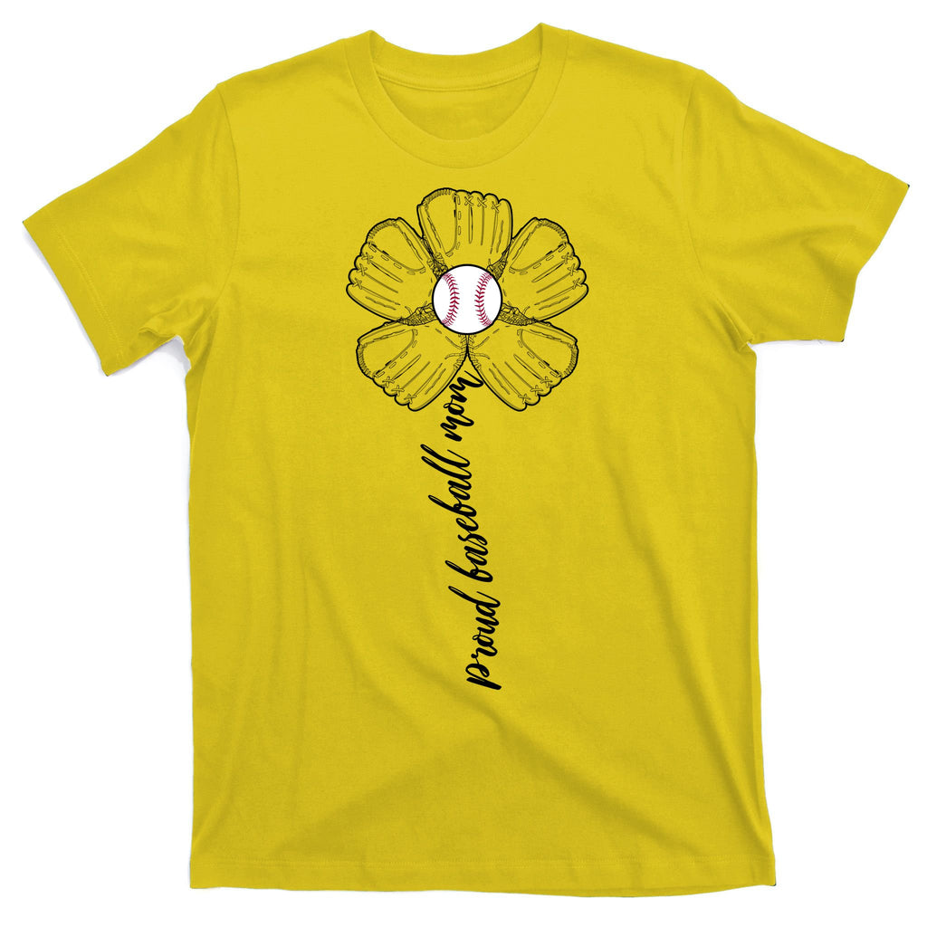 Proud Baseball Mom Flower T-Shirt