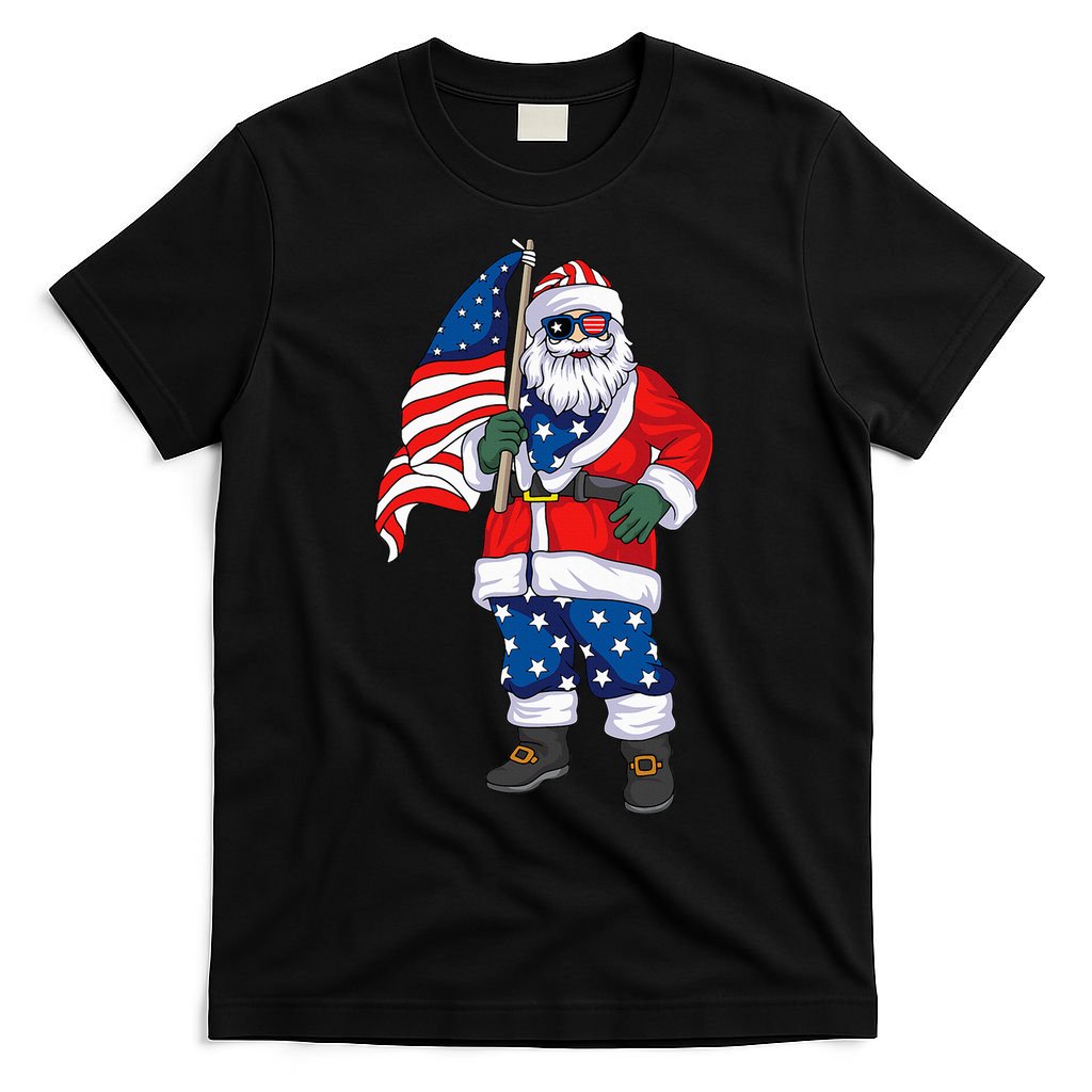 Patriotic Santa American Christmas 4th Of July Santa T-Shirt