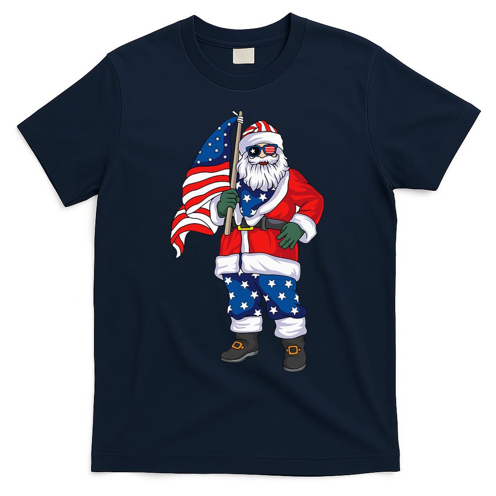 Patriotic Santa American Christmas 4th Of July Santa T-Shirt