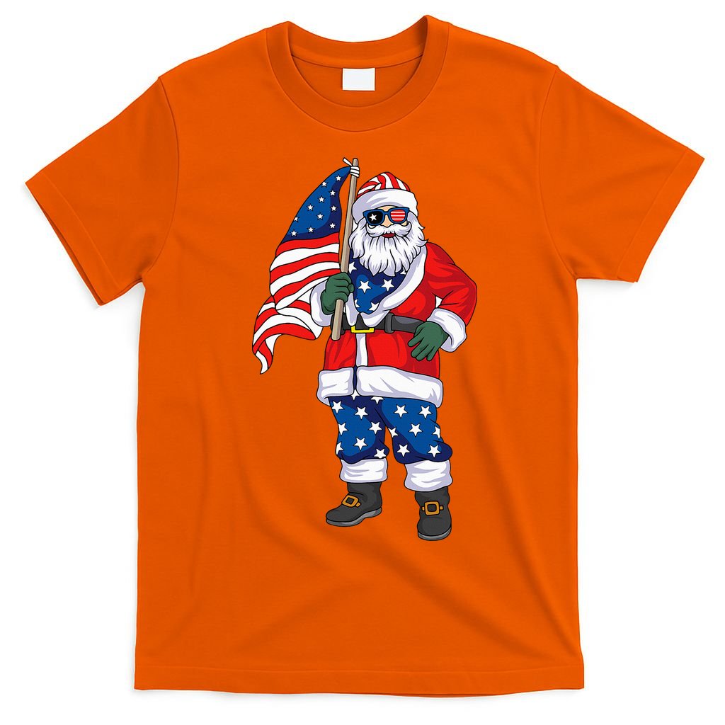 Patriotic Santa American Christmas 4th Of July Santa T-Shirt