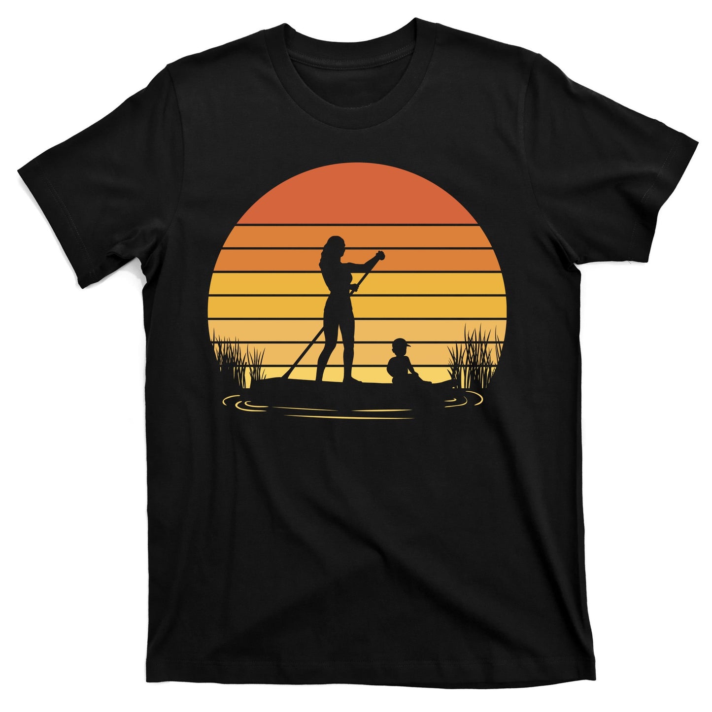 Paddle Surf Mother And Child Sunset T-Shirt