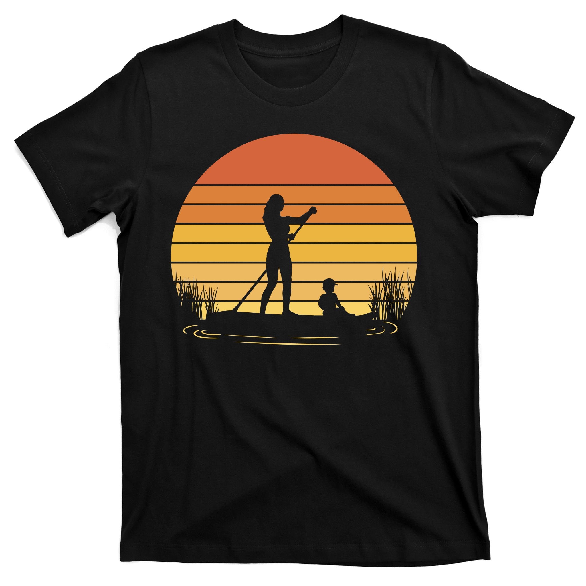 Paddle Surf Mother And Child Sunset T-Shirt