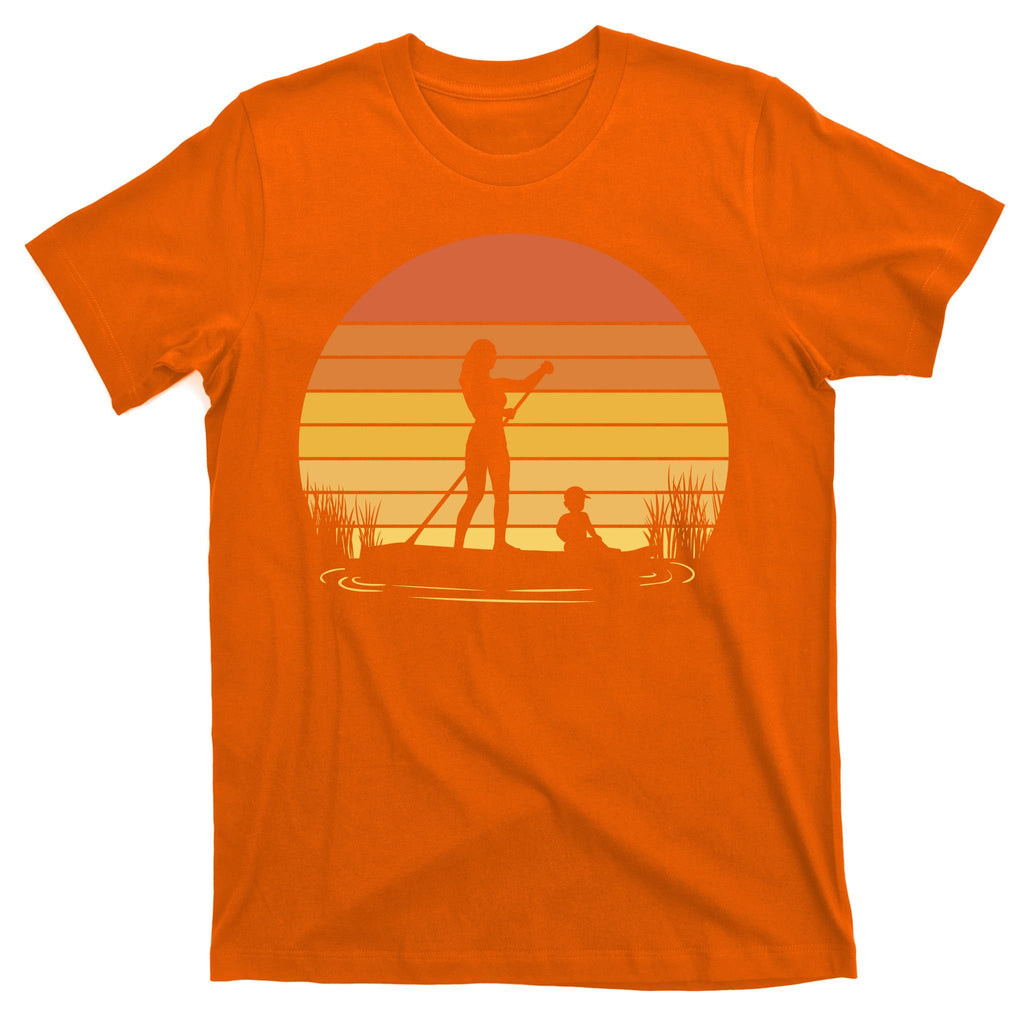 Paddle Surf Mother And Child Sunset T-Shirt