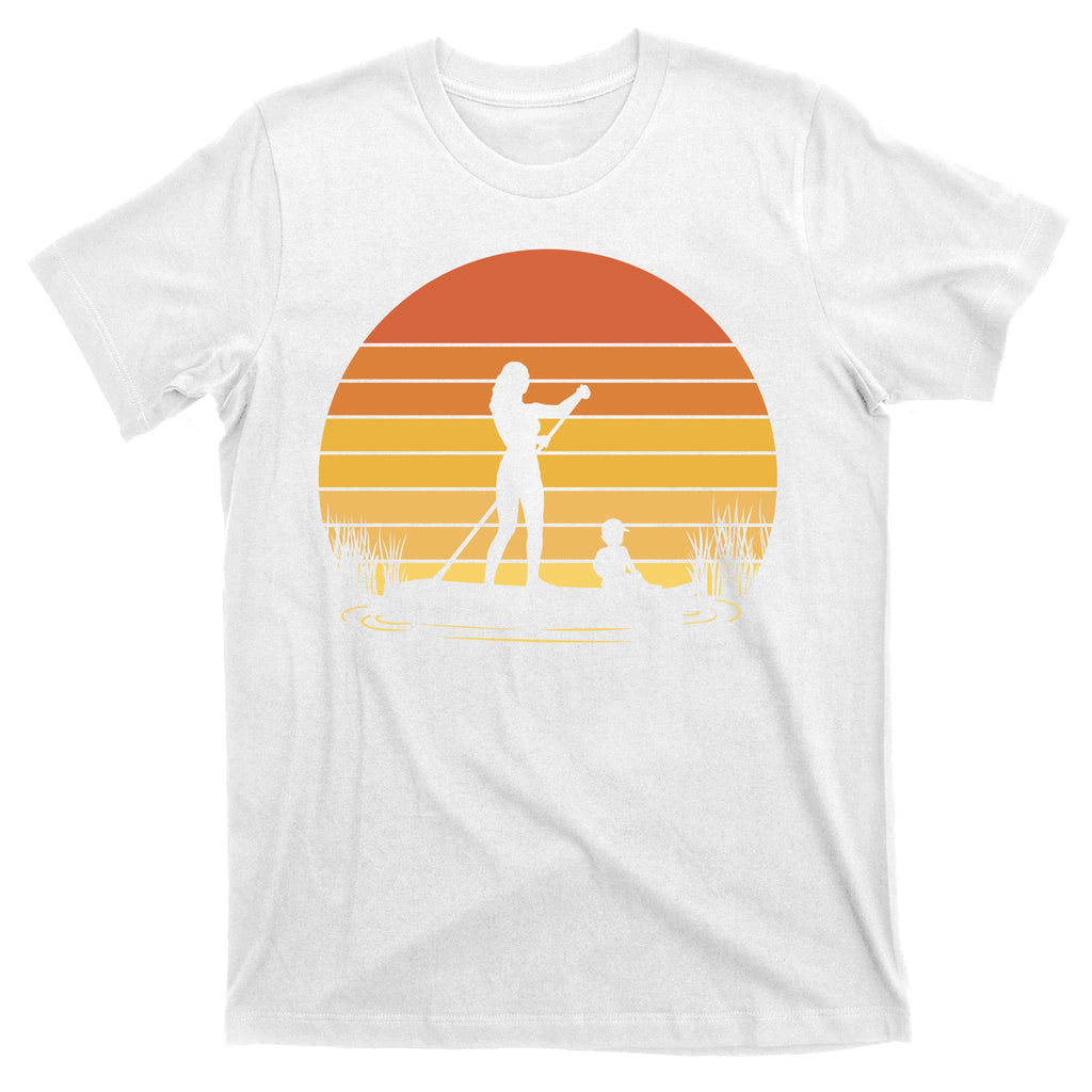 Paddle Surf Mother And Child Sunset T-Shirt