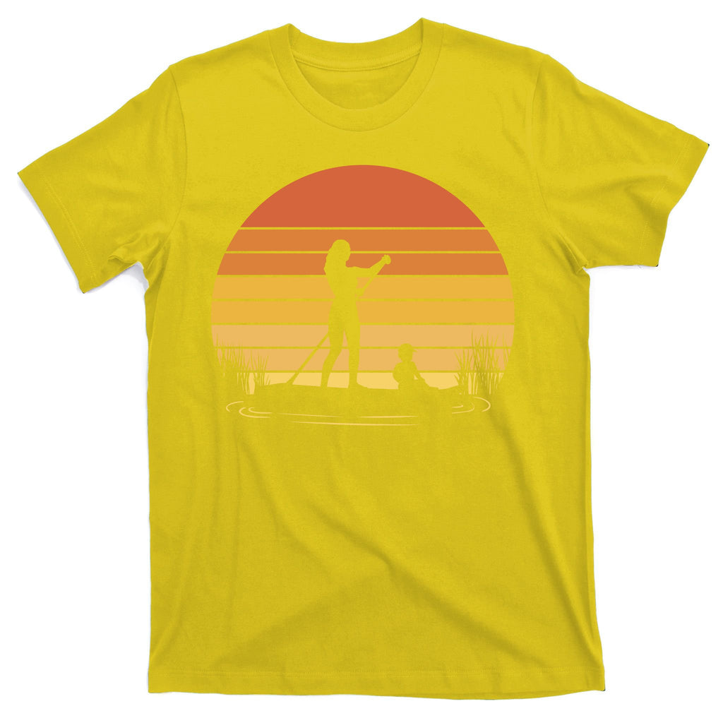 Paddle Surf Mother And Child Sunset T-Shirt