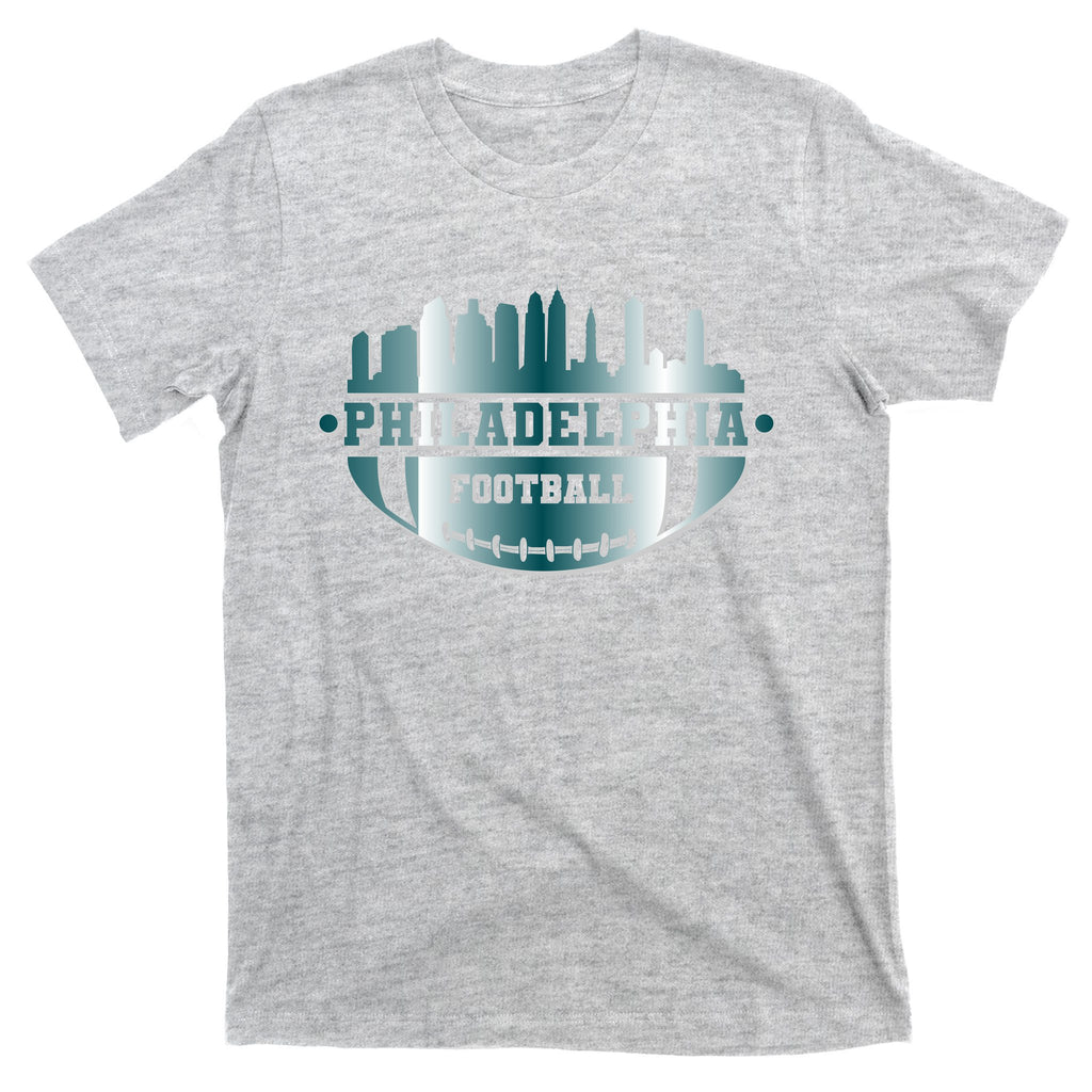 Philadelphia Skyline Shaped Into Football T-Shirt