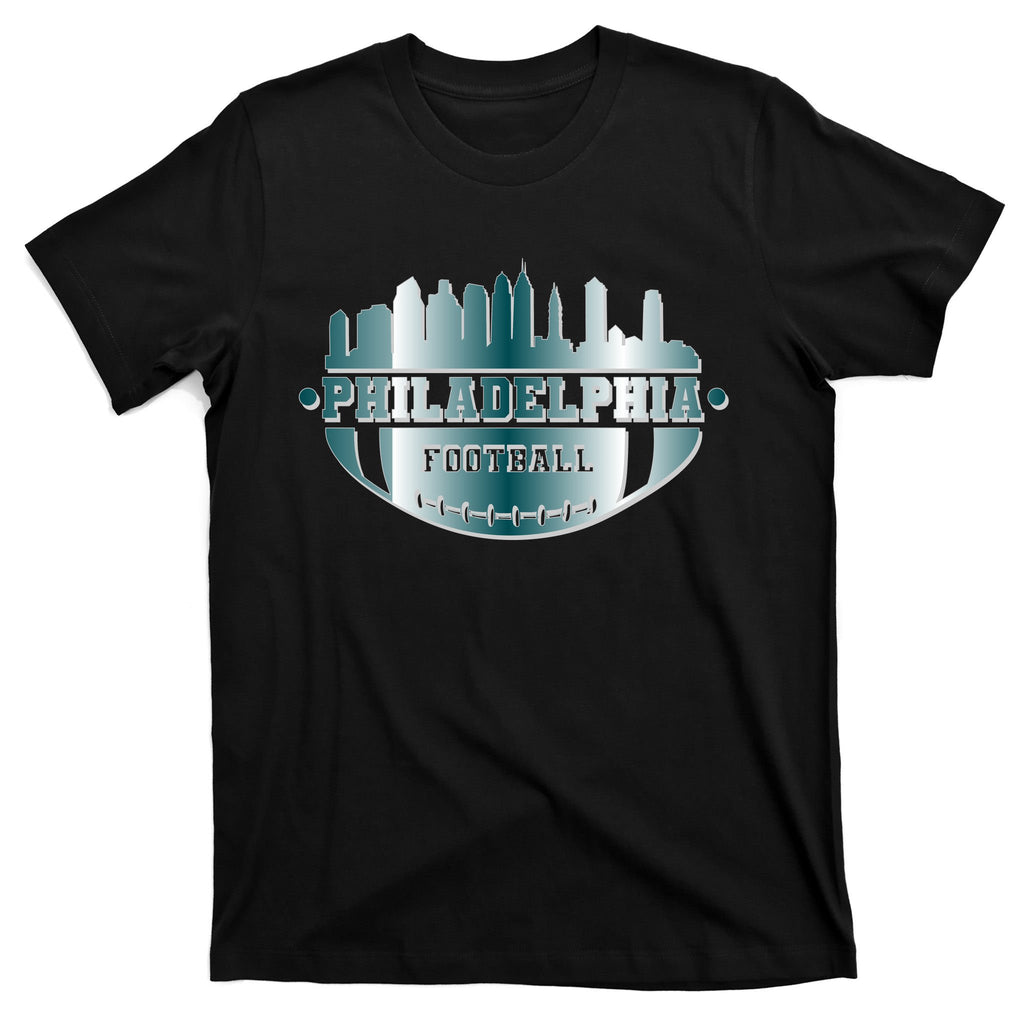 Philadelphia Skyline Shaped Into Football T-Shirt