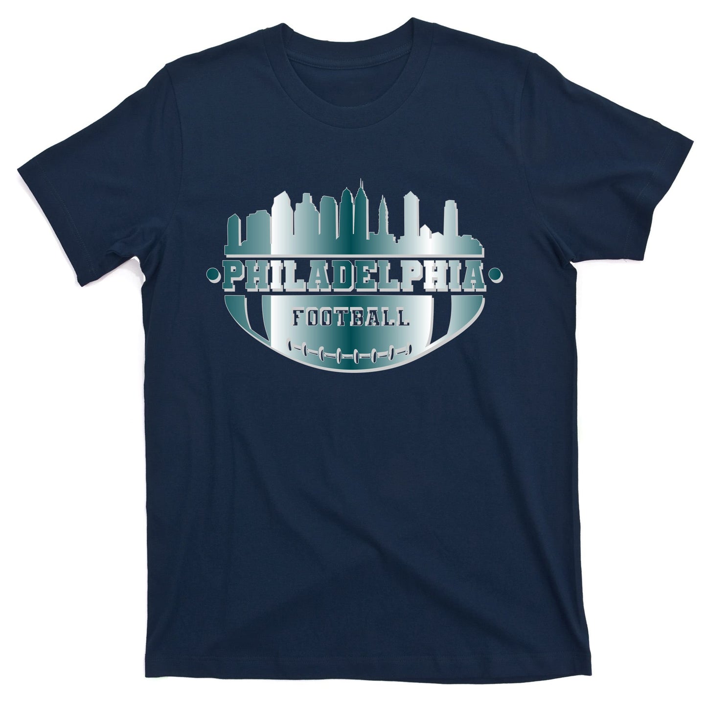 Philadelphia Skyline Shaped Into Football T-Shirt