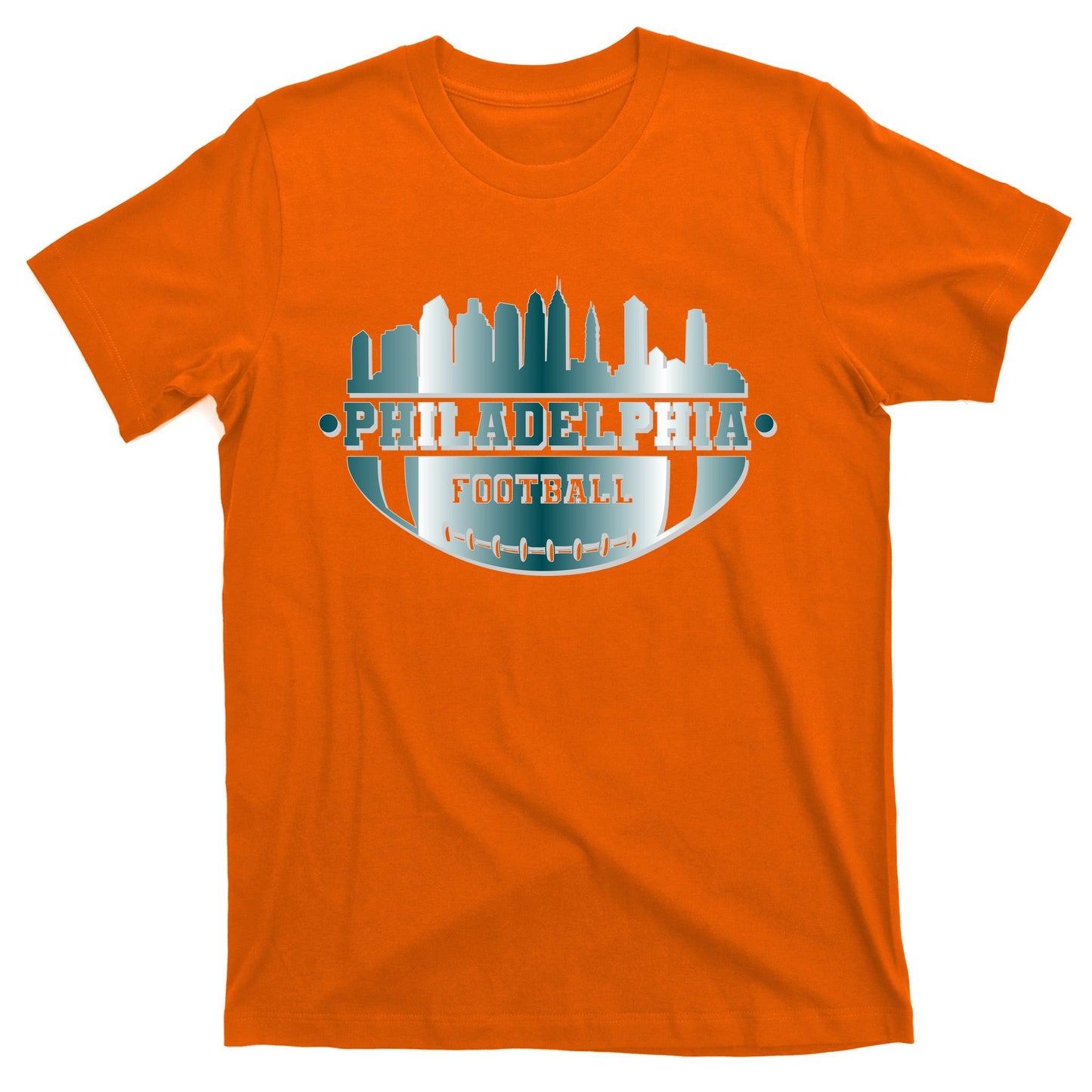 Philadelphia Skyline Shaped Into Football T-Shirt