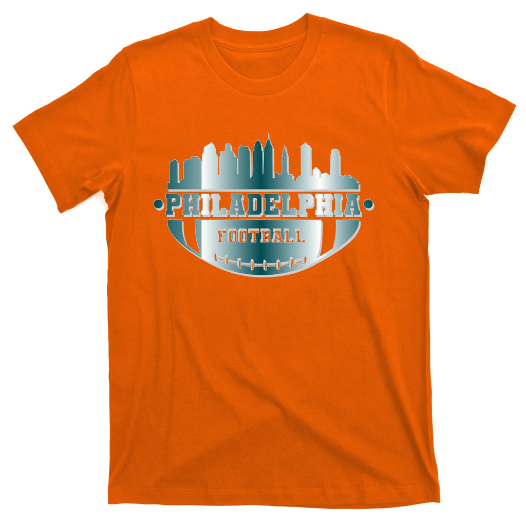 Philadelphia Skyline Shaped Into Football T-Shirt