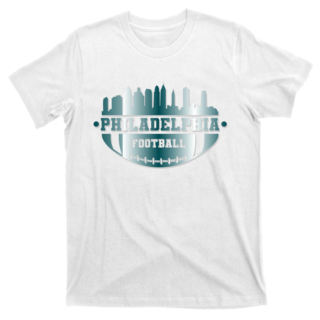 Philadelphia Skyline Shaped Into Football T-Shirt