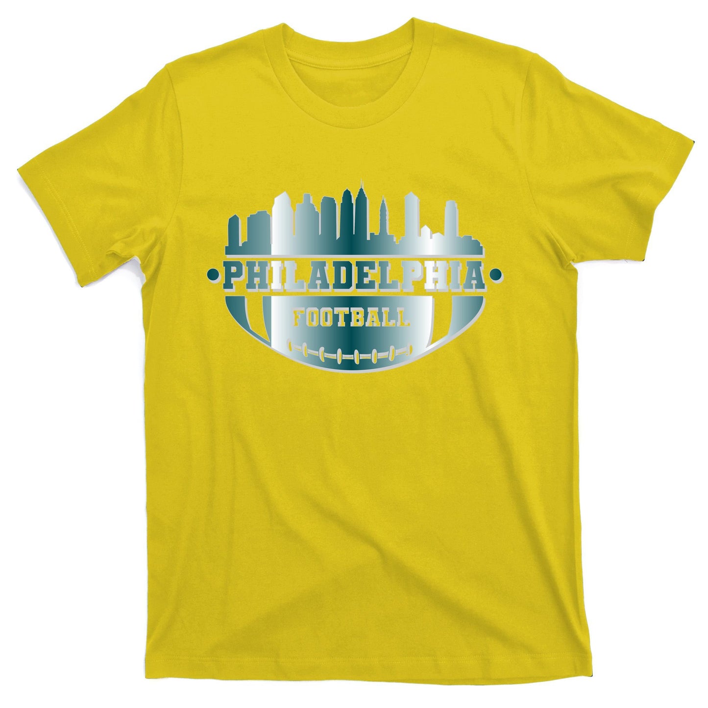 Philadelphia Skyline Shaped Into Football T-Shirt