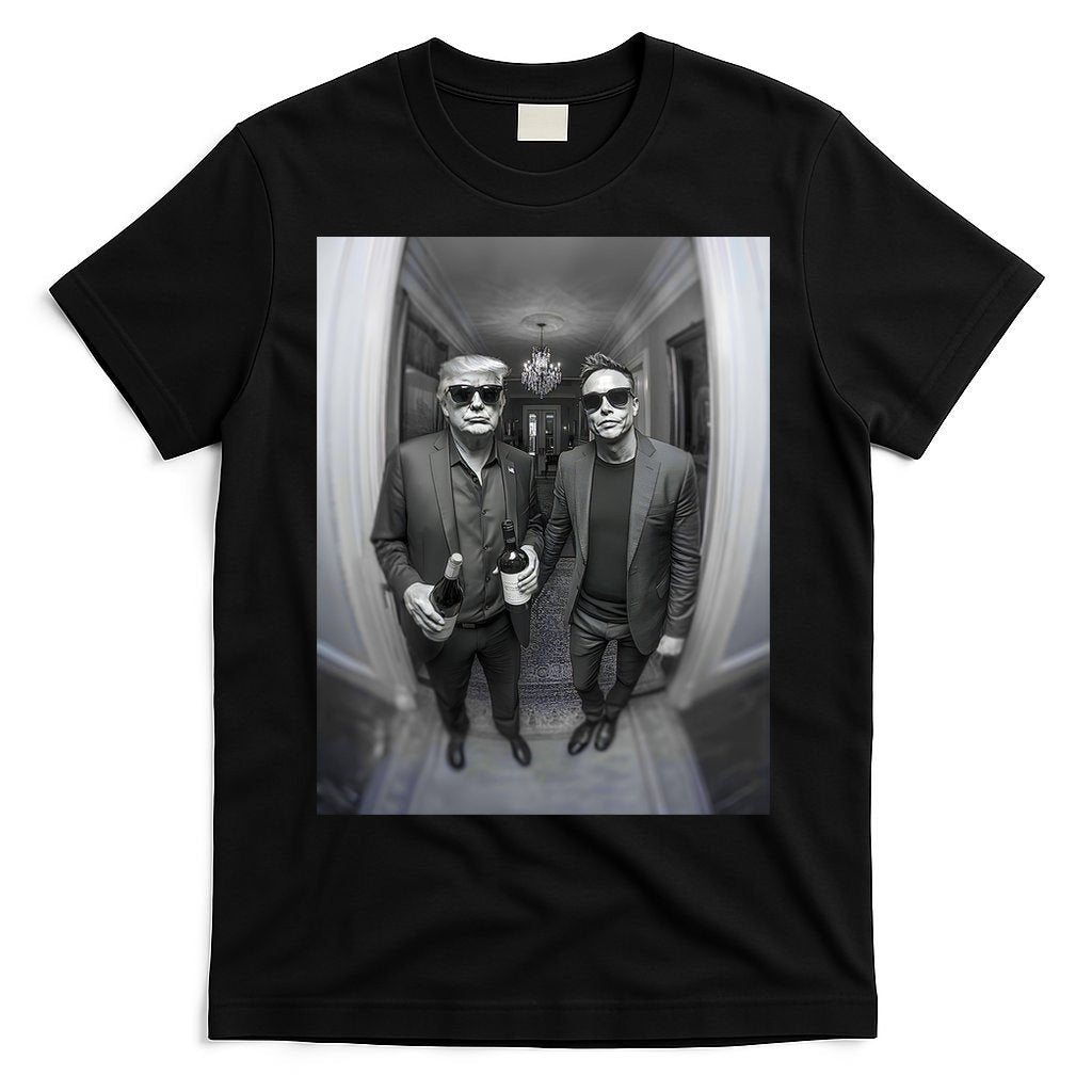 President Trump Elon Musk Funny Meme Knocking On Door T-Shirt